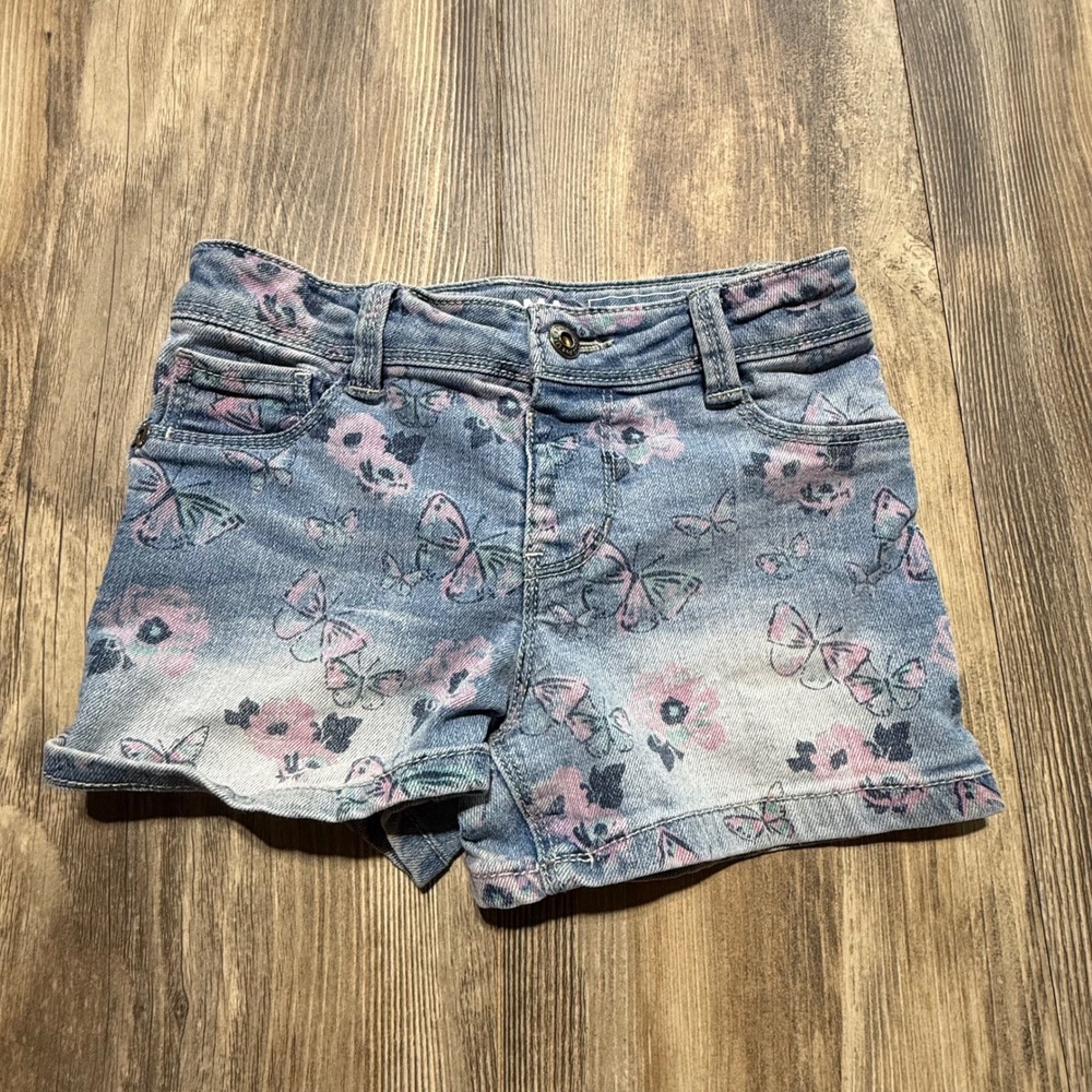 Cottagecore Sonoma Denim Shorts Blue Butterfly Floral Playwear Kids 6X